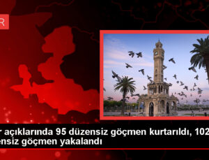 İzmir açıklarında 95 sistemsiz göçmen kurtarıldı, 102 sistemsiz göçmen yakalandı