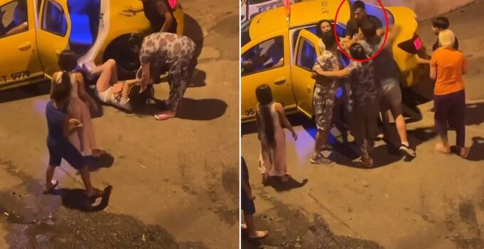 Bıçak çeken kızı takside darbettiler, arbedeyi ayırmaya çalışanı da sokakta