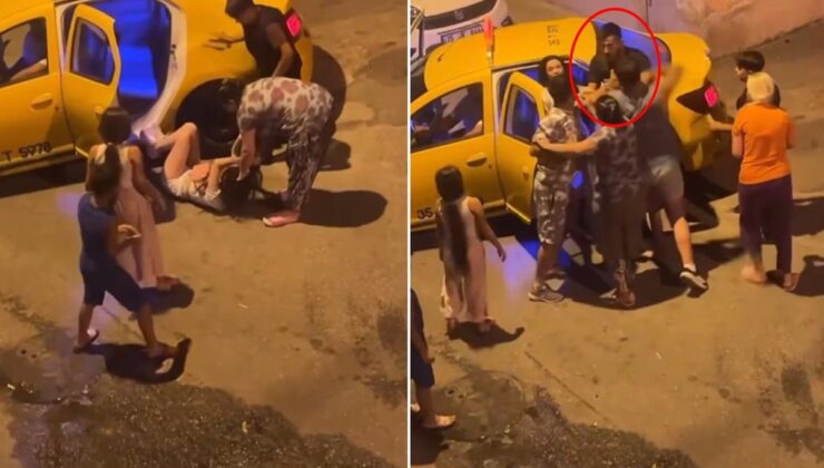 Bıçak çeken kızı takside darbettiler, arbedeyi ayırmaya çalışanı da sokakta